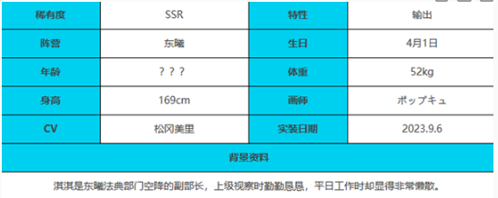 《绯色回响》淇淇角色技能属性介绍